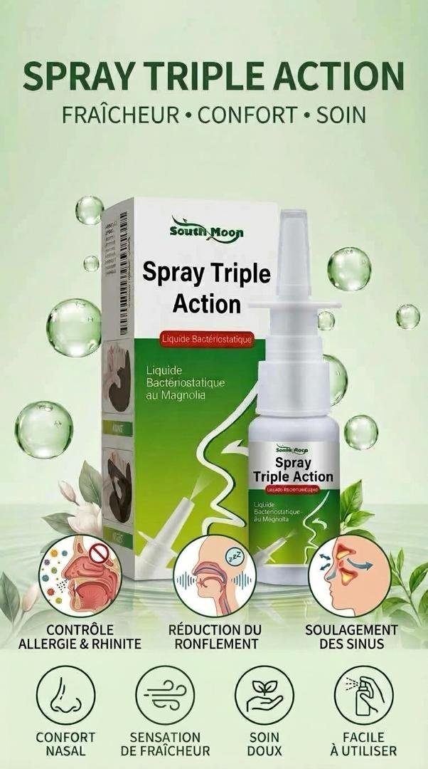 Spray au Triple Action : Sinusite-Ronflement-Rhinite